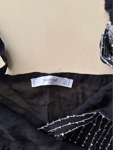 Mango abiye üst Medium ipek şifon boncuk işli - Görsel 5