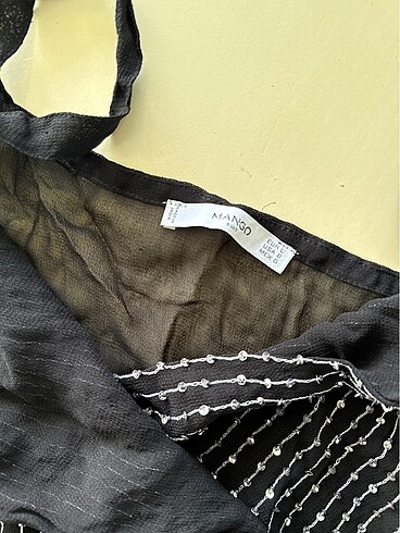 Mango abiye üst Medium ipek şifon boncuk işli - Görsel 4