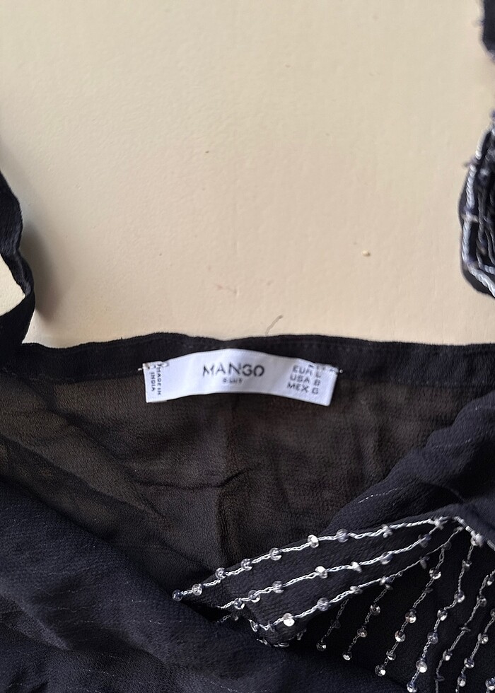 Mango abiye üst Medium ipek şifon boncuk işli - Görsel 5