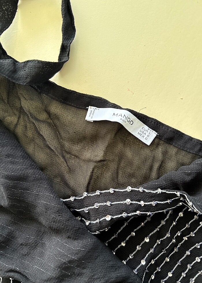 Mango abiye üst Medium ipek şifon boncuk işli - Görsel 4