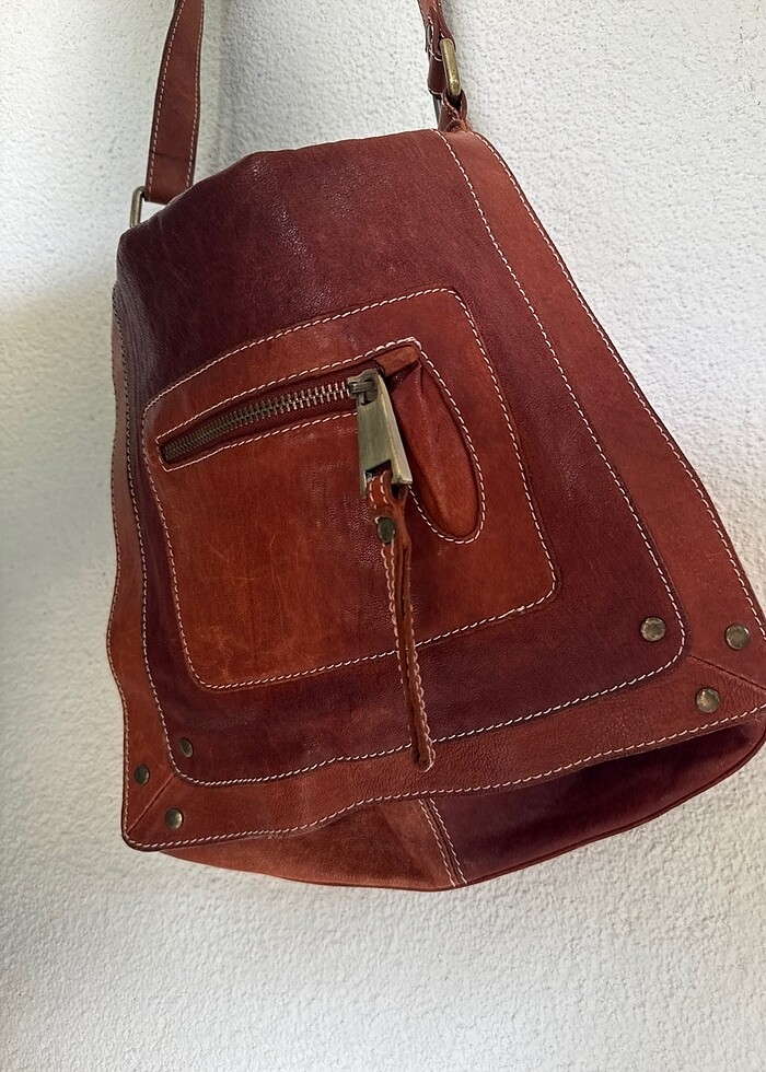 Yurtdışından alınma yağlı kuzu derisi çanta - Görsel 3