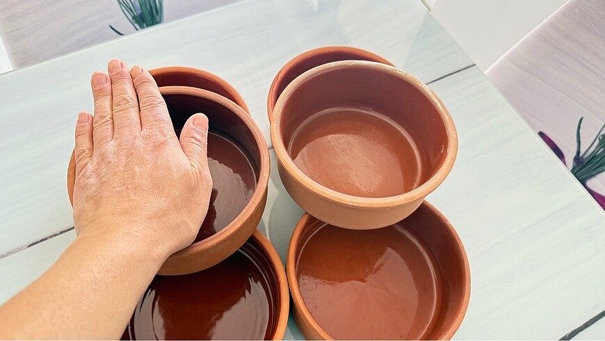 6 adet sırlı güveç çömleği
