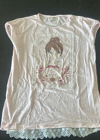 Dantel Detaylı Bohem Kız Tişörtü - Görsel 4