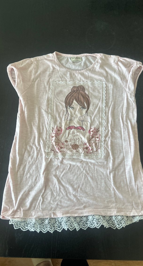 Dantel Detaylı Bohem Kız Tişörtü - Görsel 4