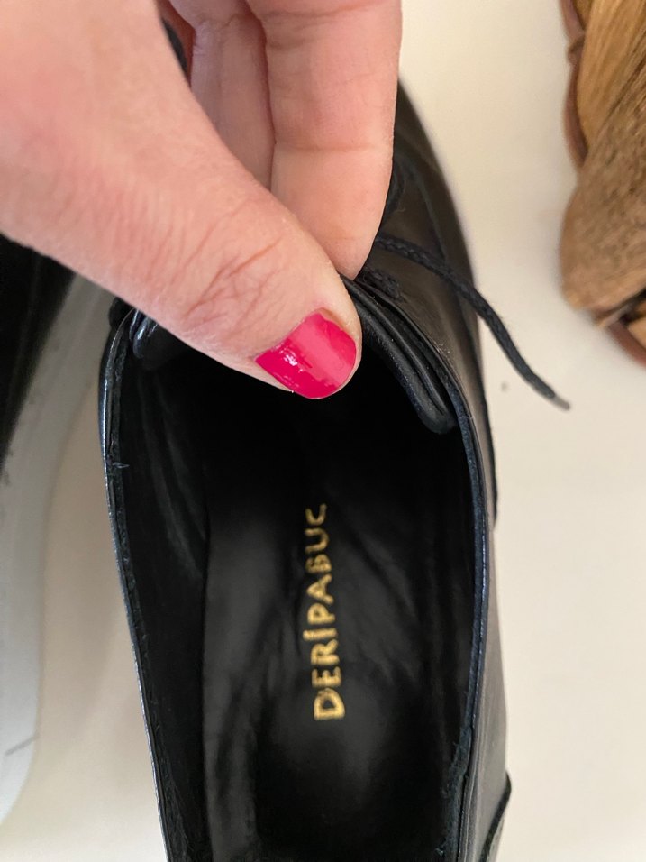 Siyah Bağcıklı Kadın Stiletto Oxford Ayakkabı - Görsel 4