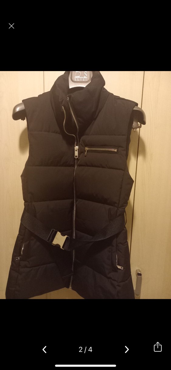 Kemerli Siyah Midi Kadın Yelek - Görsel 2