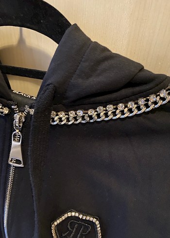 Zincir Detaylı Siyah Fermuarlı Kadın Ceket - Görsel 3