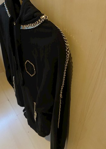 Zincir Detaylı Siyah Fermuarlı Kadın Ceket - Görsel 6