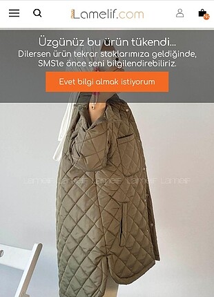 Lamelif haki kapitone mont