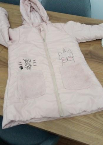 Kız Çocuk Pembe Kapüşonlu Streetwear Mont