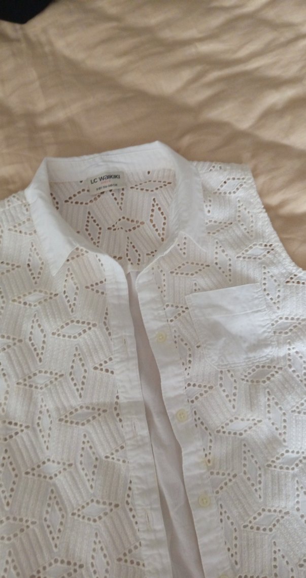 Dantel Detaylı Beyaz Bohem Kız gömlek - Görsel 2