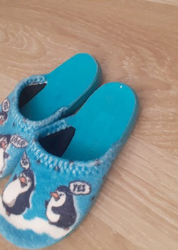 32 Beden Velcro Bantlı Çocuk Penguen Desenli Sıcak Terlik
