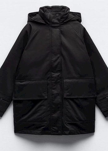 Siyah Kemerli Midi Kadın Kış Montu - Görsel 4