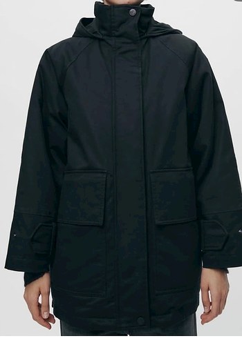 Siyah Kemerli Midi Kadın Kış Montu - Görsel 3