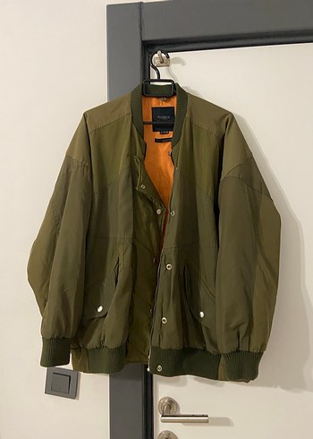 Düğmeli Kahverengi Oversize Bomber Ceket - Görsel 2