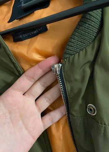Düğmeli Kahverengi Oversize Bomber Ceket - Görsel 4