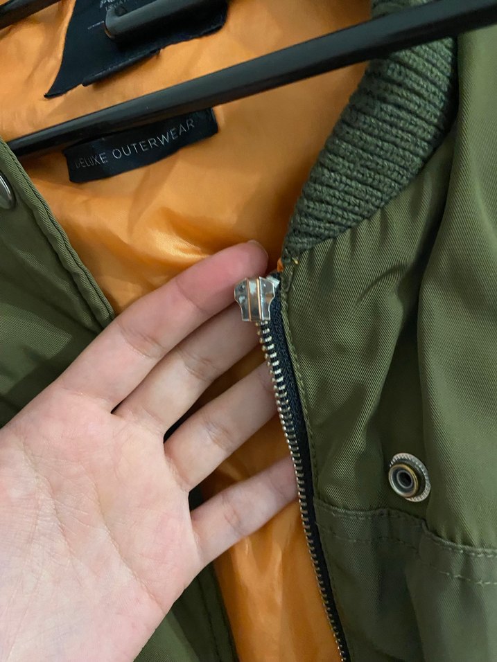 Düğmeli Kahverengi Oversize Bomber Ceket - Görsel 4