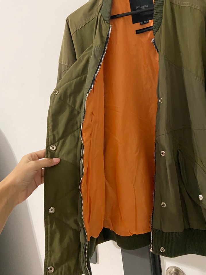 Düğmeli Kahverengi Oversize Bomber Ceket - Görsel 3