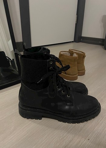 Siyah orjinal Deri Biker Botlar Stiletto Topuklu - Görsel 3