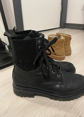 Siyah orjinal Deri Biker Botlar Stiletto Topuklu - Görsel 5