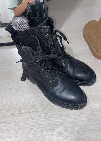 Siyah orjinal Deri Biker Botlar Stiletto Topuklu - Görsel 4