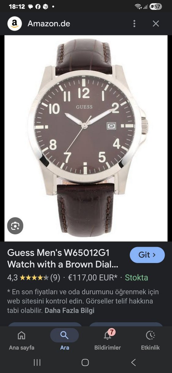 Guess Original Erkek Kol Saati.Kahverengi Kayışlı - Görsel 4