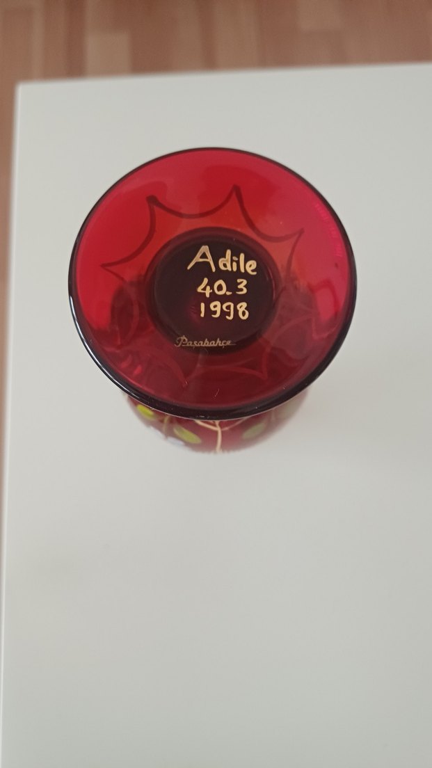 1998 Tarihli Sanatçı İmzalı Paşabahçe El Boyama Gülabdan - Görsel 2