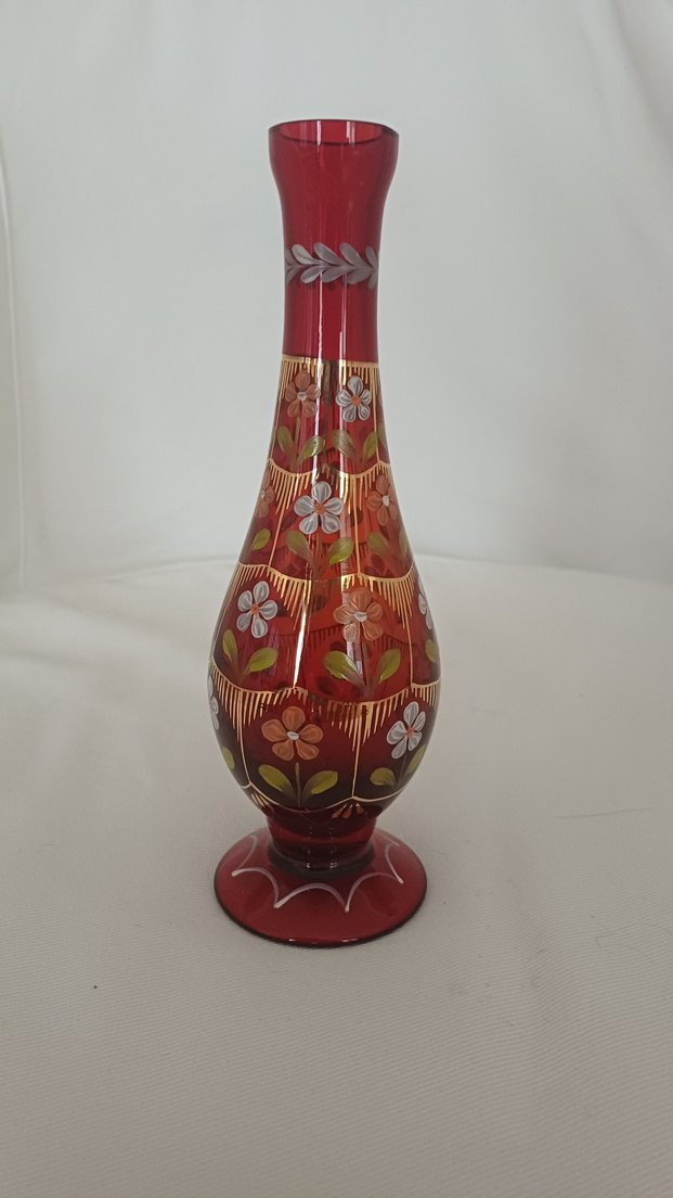 1998 Tarihli Sanatçı İmzalı Paşabahçe El Boyama Gülabdan - Görsel 3