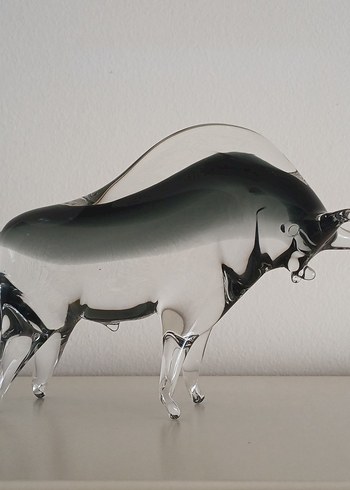 İtalyan Murano Cam Boğa Figürü - Görsel 5