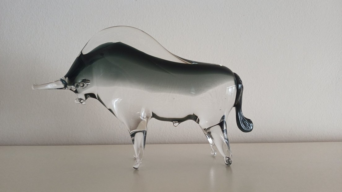 İtalyan Murano Cam Boğa Figürü - Görsel 3