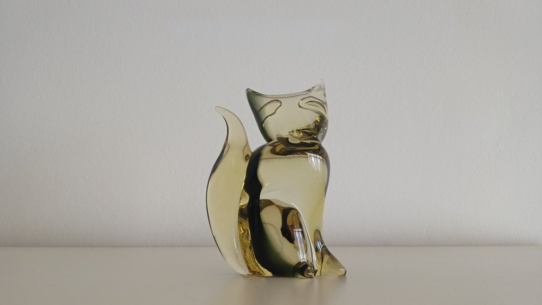 İtalyan Murana Cam Kedi Figürü - Görsel 3