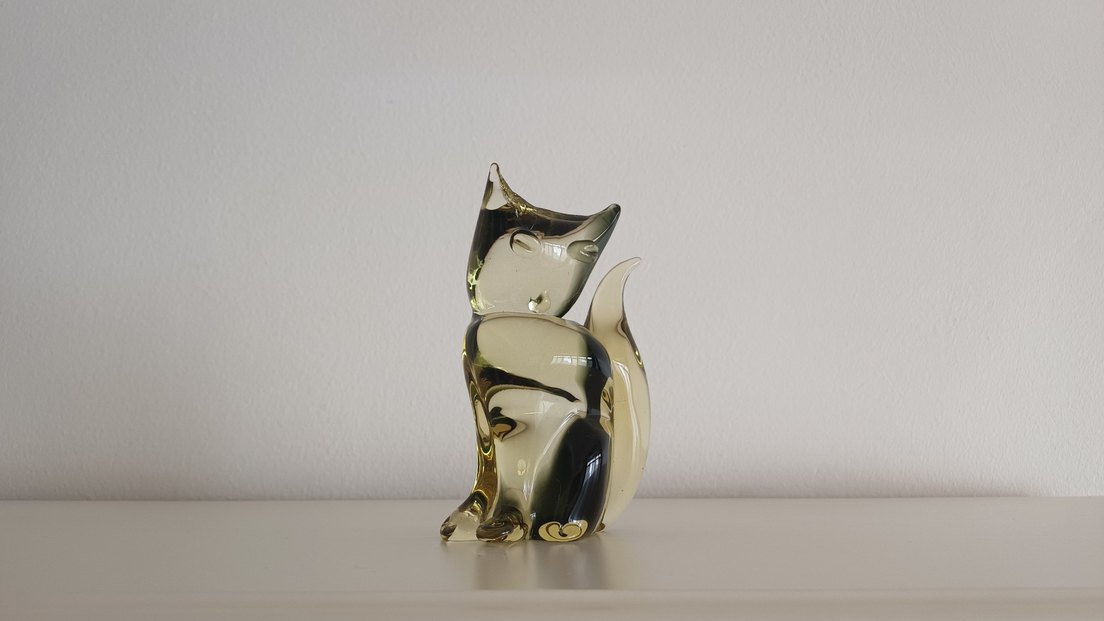 İtalyan Murana Cam Kedi Figürü - Görsel 4