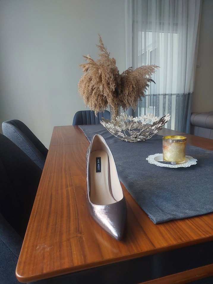 Gri Yılan Desenli Metal Stiletto Topuklu Kadın Ayakkabı - Görsel 2