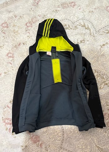 Adidas Kapüşonlu Gri Fermuarlı Ceket - Görsel 2