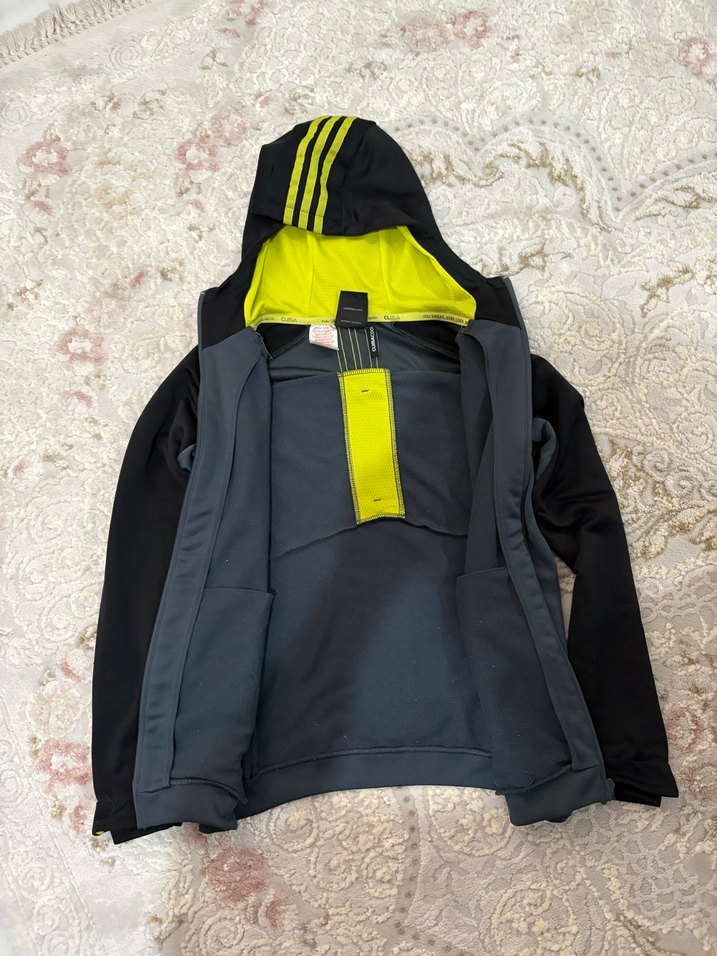 Adidas Kapüşonlu Gri Fermuarlı Ceket - Görsel 2