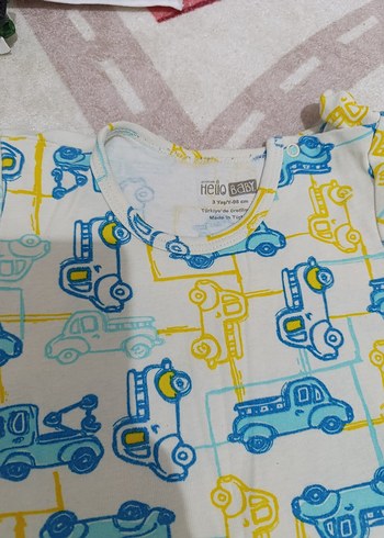 HelloBaby Gri Örgü Pamuklu Kısa Kollu Bebek Body