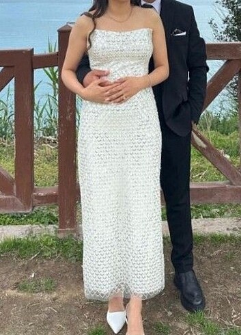m Beden beyaz Renk Söz nişan abiye elbise
