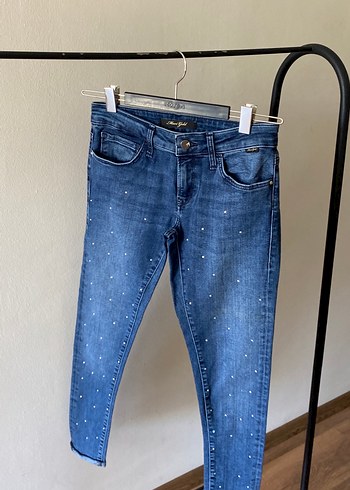 Mavi jeans taşlı Kadın Skinny Jean