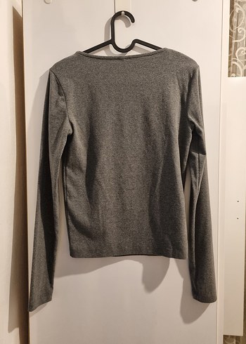 Defacto Kare Yaka Gri Bluz - Görsel 3