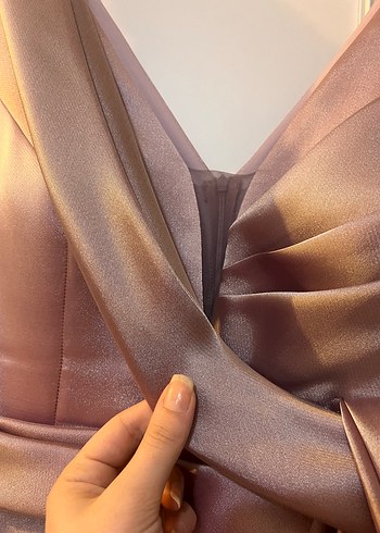 Parlak Mor Drapeli Uzun Abiye Elbise - Görsel 9