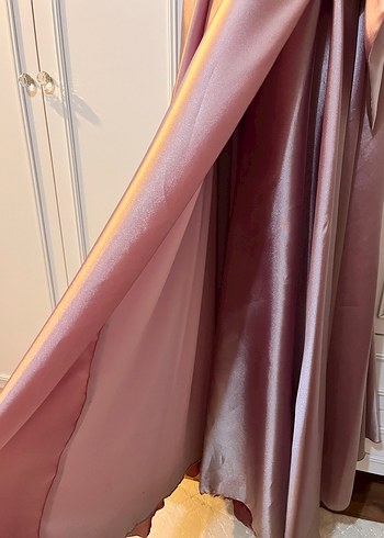 Parlak Mor Drapeli Uzun Abiye Elbise - Görsel 7