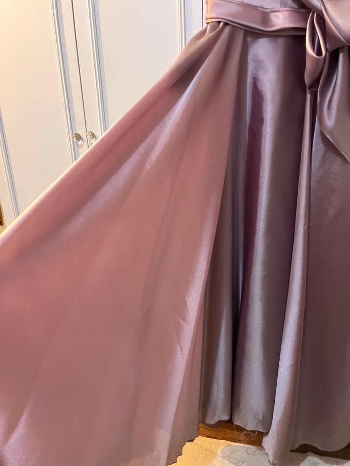 Parlak Mor Drapeli Uzun Abiye Elbise - Görsel 4