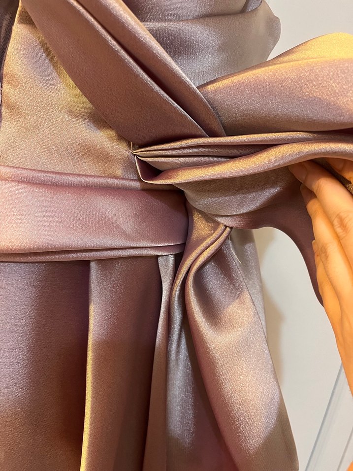 Parlak Mor Drapeli Uzun Abiye Elbise - Görsel 5