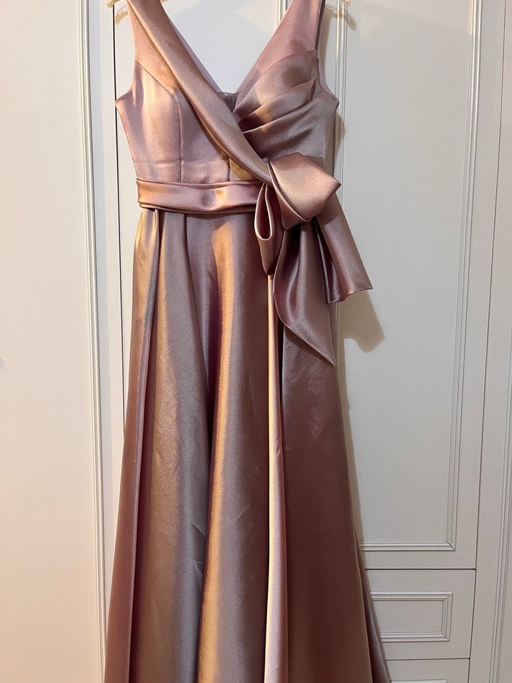 Parlak Mor Drapeli Uzun Abiye Elbise - Görsel 3