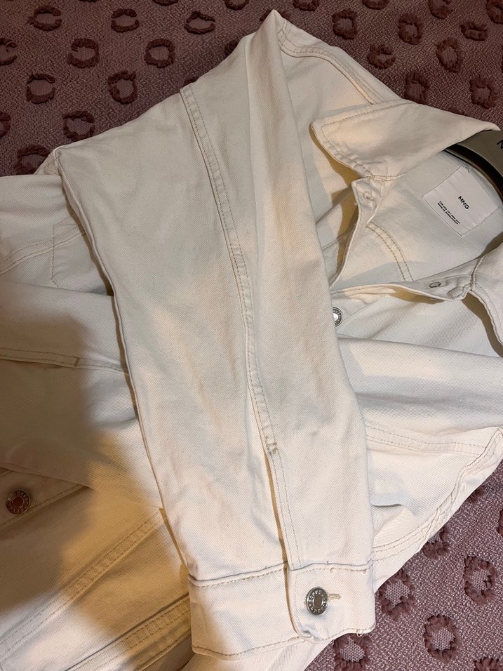 Beyaz Düğmeli Mango Kadın Denim Ceket - Görsel 5