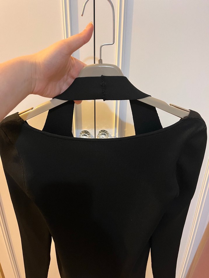 IPEKYOL Siyah V Yaka Uzun Kollu İnce Örgü Kazak - Görsel 2