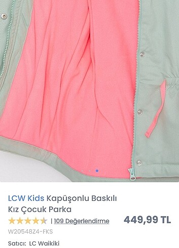 9 Yaş Beden KIZ ÇOCUK LCW MONT KABAN