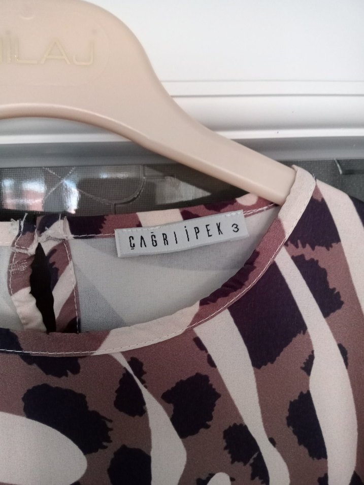 Zebra Desenli Kahverengi Uzun Bohem Elbise - Görsel 3