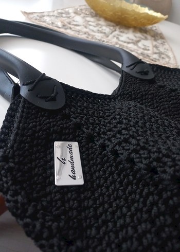 Siyah Örgü Kadın El Çantası - Görsel 6