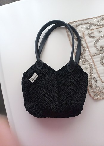 Siyah Örgü Kadın El Çantası - Görsel 5